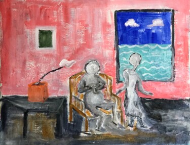 「The Smith Family」というタイトルの絵画 Alfredo Machado Zinggによって, オリジナルのアートワーク, アクリル ウッドストレッチャーフレームにマウント