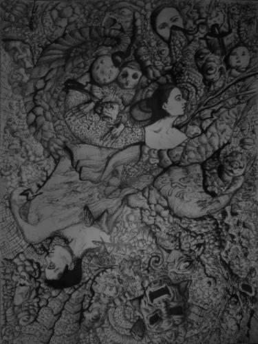 图画 标题为“free hand draw 1” 由Thomas Duray, 原创艺术品, 圆珠笔