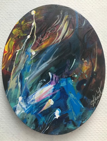Painting titled "EAU & FEU" by Strait Faya, Original Artwork, Acrylic