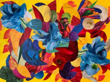 Collages intitulée "Jaillissement" par Catherine Jaq, Œuvre d'art originale, Collages