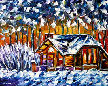 Haus im Winterwald 绘画 标题为“Haus im Winterwald” 由Mirek Kuzniar, 原创艺术品, 油