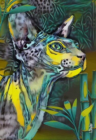 Fermin Jr, cat - Mix media on panel - 70 x 48 cm