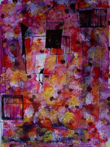 Schilderij getiteld "Carré rose" door Diane Medus, Origineel Kunstwerk, Acryl