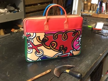 제목이 "sac à ordinateur"인 섬유 예술 Selda로, 원작, 잉크