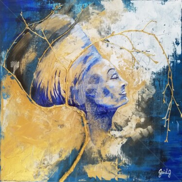 Painting titled "Lumière Dorée" by Gaïdg, Original Artwork, Acrylic Mounted on Wood Stretcher frame