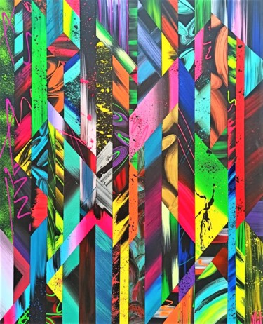 Painting titled "NEON" by Mathieu Menu, Original Artwork, Acrylic