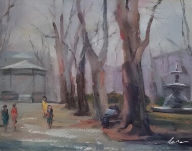 Zagreb Zrinjevac park acrylic painting on canvas Ζωγραφική με τίτλο "Zagreb Zrinjevac pa…" από Filip Petrovic, Αυθεντικά έργα τέχνης, Ακρυλικό