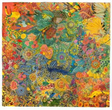 Collages intitulée "Escapade végatale" par Catherine Jaq, Œuvre d'art originale, Collages
