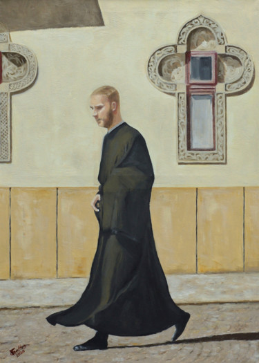绘画 标题为“Sinaia Monastery 1” 由Tudor Gafton, 原创艺术品, 油 安装在木质担架架上