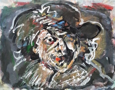 Painting titled "Rembrandt autoportr…" by Sam Keusseyan, Original Artwork, Acrylic