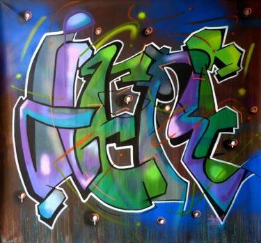 Peinture intitulée "Here" par Saname, Œuvre d'art originale, Bombe aérosol