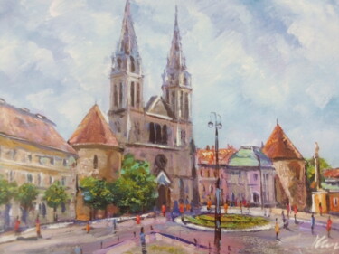 Zagreb Cathedral acrylic painting on canvas Ζωγραφική με τίτλο "Zagreb Cathedral ac…" από Filip Petrovic, Αυθεντικά έργα τέχνης, Ακρυλικό Τοποθετήθηκε στο Ξύλινο φορείο…