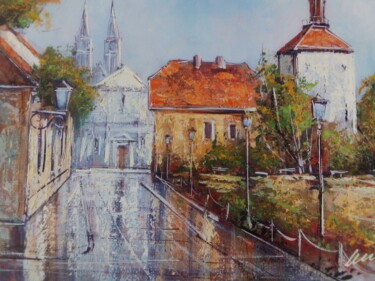 Zagreb Cathedral view acrylic painting on canvas Ζωγραφική με τίτλο "Zagreb Cathedral vi…" από Filip Petrovic, Αυθεντικά έργα τέχνης, Ακρυλικό