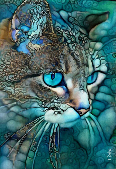 Astor, cat - Mix media on panel - 70x48 cm-OOAK