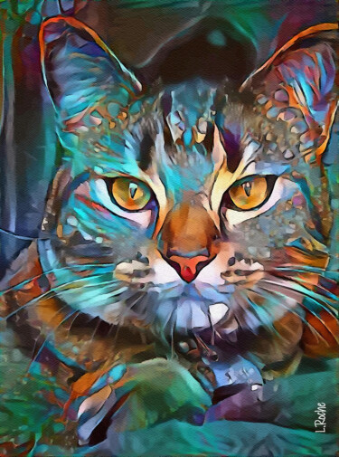 Kamal, cat - Mix media on panel - 70x50 cm-OOAK