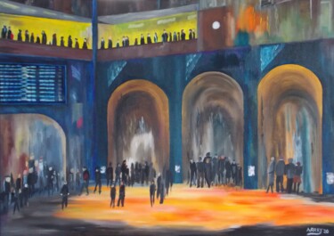 Painting titled "Gare centrale de Me…" by Harry, Original Artwork, Oil