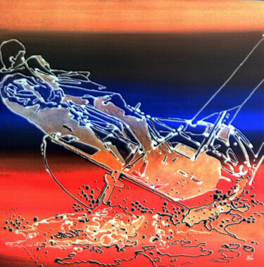 Printmaking titled "velejando no mar...…" by Antonio Guimaraes, Original Artwork, Embossing