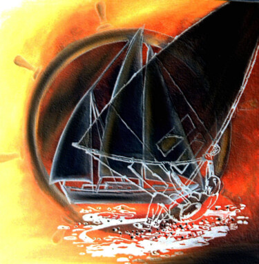 Printmaking titled "desporto no mar" by Antonio Guimaraes, Original Artwork, Embossing