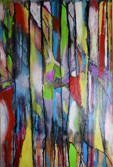 Painting titled "Behind the Curtain" by Burkhard Baier, Original Artwork, Acrylic