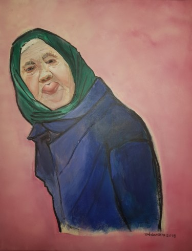 Pintura intitulada "A velhota" por Sílvia Neto, Obras de arte originais, Acrílico
