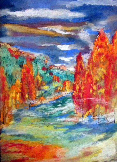 Drawing titled "quand le froid se f…" by Ludovic Catry, Original Artwork, Pastel