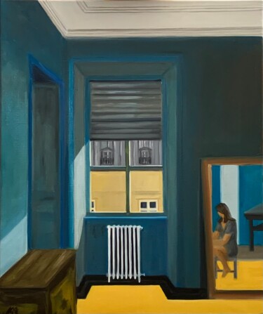 Peinture intitulée "Le miroir" par Marie France Garrigues, Œuvre d'art originale, Huile Monté sur Châssis en bois