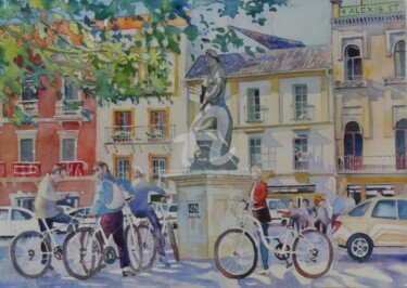 Séville, pause cycliste plaza del Altozana