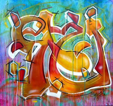 Peinture intitulée "100 titres 23" par Saname, Œuvre d'art originale, Bombe aérosol Monté sur Châssis en bois