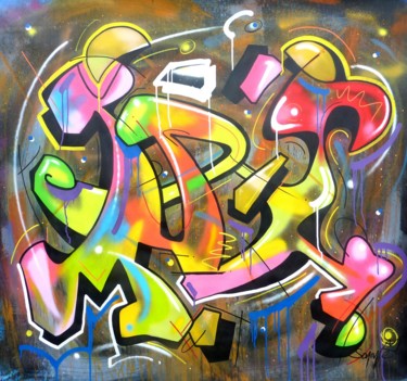 Peinture intitulée "100 Titres 26" par Saname, Œuvre d'art originale, Bombe aérosol Monté sur Châssis en bois