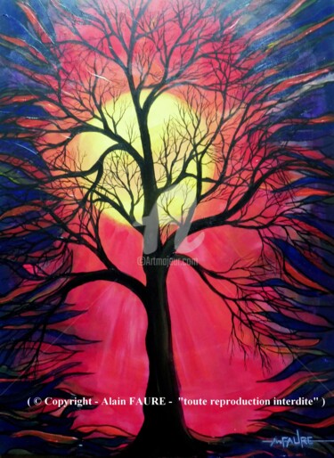 L'ARBRE NOIR Painting titled "L'ARBRE NOIR" by Alain Faure, Original Artwork, Acrylic Mounted on Wood Stretcher frame
