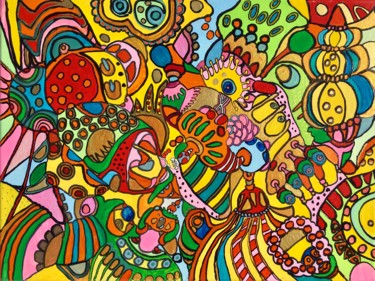 Painting titled "5. SMALL THINGS" by Veera Zukova, Original Artwork, Watercolor Mounted on Wood Stretcher frame