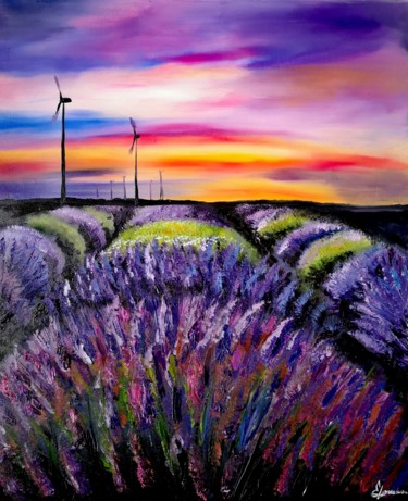Peinture intitulée ""Ma lavande"" par Elena Lanceleux, Œuvre d'art originale, Huile