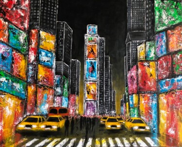 Painting titled "Time Circle" by Virginie Clement, Original Artwork, Acrylic Mounted on Wood Stretcher frame