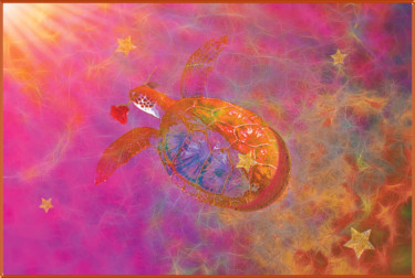 数字艺术 标题为“la tortue rouge” 由Harald Dastis, 原创艺术品, 数字油画