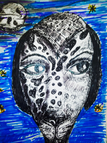 Dessin intitulée "Sans titre xx" par Karine Garelli (Reds Robin), Œuvre d'art originale, Marqueur