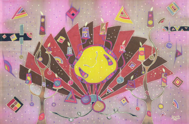 Painting titled "A Fan with Candles…" by Tereza Ordyan, Original Artwork, Acrylic
