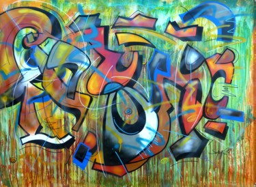 Peinture intitulée "100 titres 8" par Saname, Œuvre d'art originale, Bombe aérosol