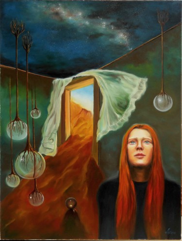 Malerei mit dem Titel "Stardust" von Adina Lupan, Original-Kunstwerk, Öl Auf Keilrahmen aus Holz montiert