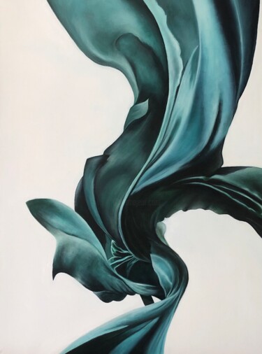 Peinture intitulée "Emerald turquoise" par Alena Sakalova, Œuvre d'art originale, Huile Monté sur Châssis en bois