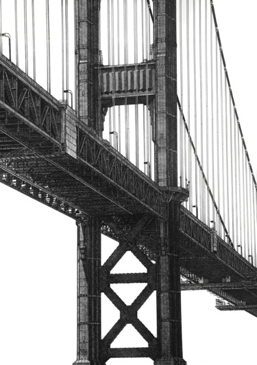图画 标题为“Golden Gate Bridge” 由Ikrambek Muratbaev, 原创艺术品, 墨