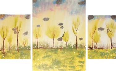 绘画 标题为“Golden spring morni…” 由Poly, 原创艺术品, 丙烯 安装在其他刚性面板上