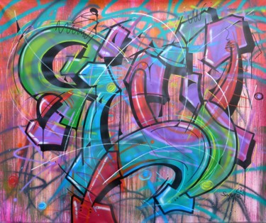 Peinture intitulée "100 titres 17" par Saname, Œuvre d'art originale, Bombe aérosol