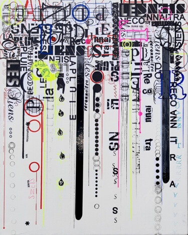 Collages titled "Les siens" by Christine Barone, Original Artwork, Collages Mounted on Wood Stretcher frame