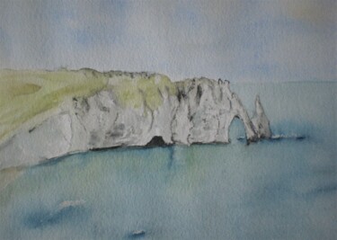 ETRETAT Aquarelle Originale Unique Painting titled "ETRETAT Aquarelle…" by Eliane Morvan (CREADELI "les petits bonheurs d'Eli"), Original Artwork, Watercolor