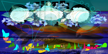 Arts numériques intitulée "The Blue Shark" par Marc Bulyss, Œuvre d'art originale, Peinture numérique