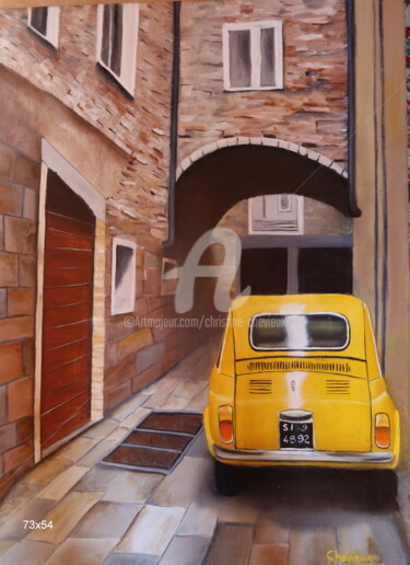 绘画 标题为“fiat 500 2” 由Christine Chevieux, 原创艺术品, 油