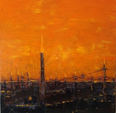 Peinture intitulée "Paysage Industriel" par Jeanne-Marie Delbarre, Œuvre d'art originale, Acrylique Monté sur Châssis en bois