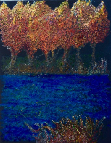 Red Oaks in the Black Forrest Painting titled "Red Oaks in the Bla…" by Larry Aarons, Original Artwork, Oil Mounted on Other rigid panel
