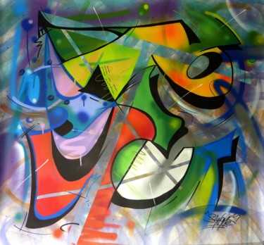 Peinture intitulée "100 titres 37" par Saname, Œuvre d'art originale, Bombe aérosol