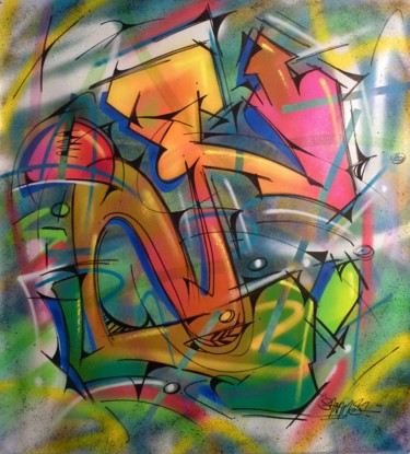 Peinture intitulée "100 titres 38" par Saname, Œuvre d'art originale, Bombe aérosol